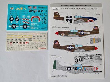 Декаль 1:72 для North American P-51 Mustang - Nose Art Part No.4 and Stencils Foxbot 72-054