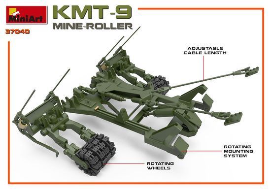Сборная модель 1/35 Минный трал КМТ-9 (Т-55, Т-62, Т-64, Т-72, Т-80, Т-90, БМР-1, БМР-2, БТС-4) MiniArt 37040