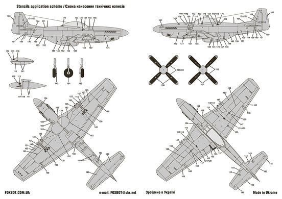 Декаль 1:72 для North American P-51 Mustang - Nose Art Part No.4 and Stencils Foxbot 72-054