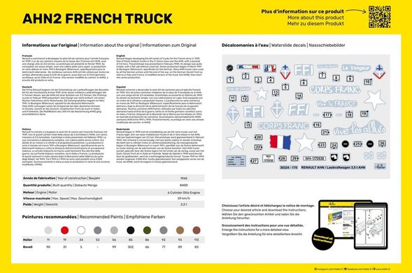 Сборная модель 1/35 французский грузовик AHN2 French Truck Стартовый набор Heller 35324