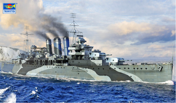 Сборная модель 1/700 Военный корабль HMS Kent Trumpeter 06735