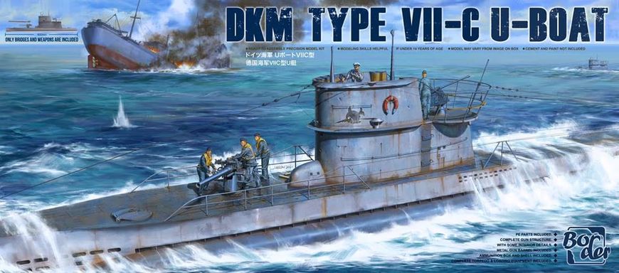 Збірна модель 1/35 підводного човна DKM TYPE, VII-C U-BOAT Border Model BS-001
