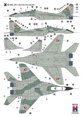 Assembled model 1/48 plane MiG-29UB Czech & Slovak Air Force Hobby 2000 48026