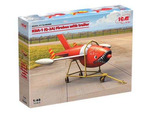 Assembled model 1/48 Q-2A (AQM-34B) Firebee drone with cart (1 plane and cart) ICM 48400