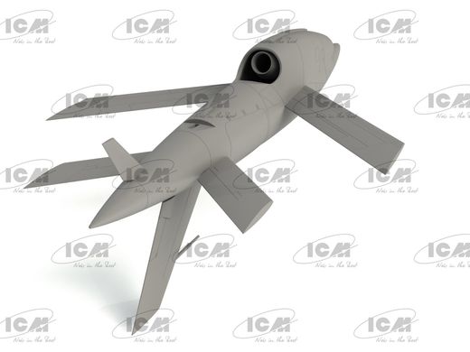 Сборная модель 1/48 беспилотник Q-2С (ВQM-34А) Firebee с тележкой (1 самолет и тележка) ICM 48401