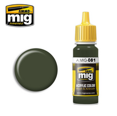 Акрилова фарба США Olive Drab В'єтнамська ера FS 24087 (US Olive Drab Vietnam Era) Ammo Mig 0081