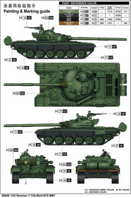 Збірна модель 1/35 москальський танк T-72A Mod1979 MBT Trumpeter 09546