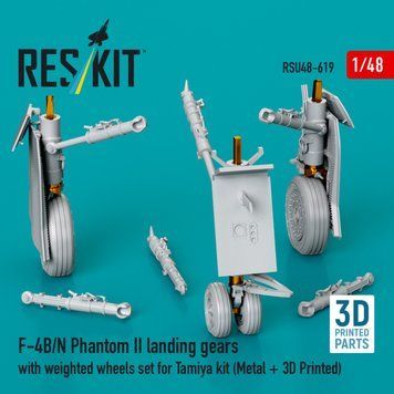 Масштабна модель 1:48 комплект шасі F-4B/N Phantom II з обтяженими колесами для моделі Tamiya Reskit RSU48-0619
