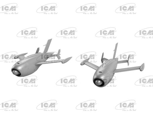 Сборная модель 1/48 самолет Q-2A (XM-21, KDA-1) Firebee, Американский беспилотный самолет (2 самолета и пилоны) ICM 48402