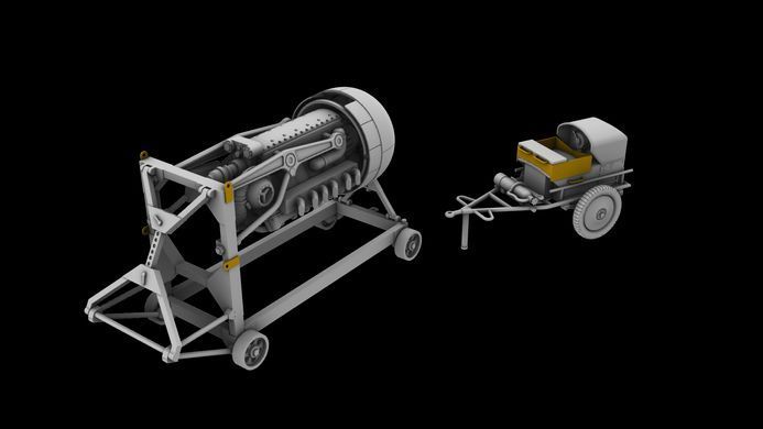 Збірна модель 1:72 двигун Jumo 213 зі стартером і транспортним візком IBG Models 72547