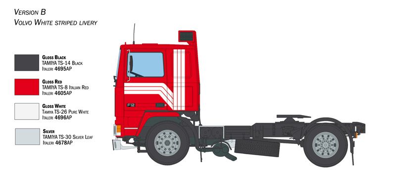 Сборная модель 1/24 грузовик Volvo F12 Intercooler Low Roof with accessories Italeri 3957