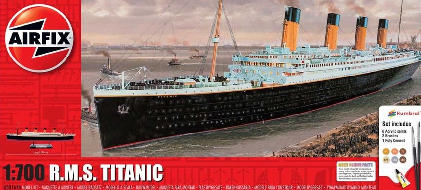 Assembled model 1/700 of the cruise liner Titanic R.M.S. Titanic Starter Kit Airfix A50164A