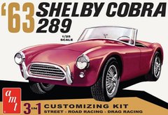 Сборная модель 1/25 автомобиль 1963 Shelby Cobra 289 3 в 1 Street, Road Racing, Drag AMT 01319