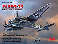 Сборная модель 1/48 самолет Ju 88A-14, Немецкий бомбардировщик 2 Мировой войны ICM 48234