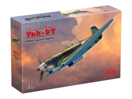 Assembled model 1/32 aircraft Yak-9T, Soviet fighter 2 SV ICM 32090