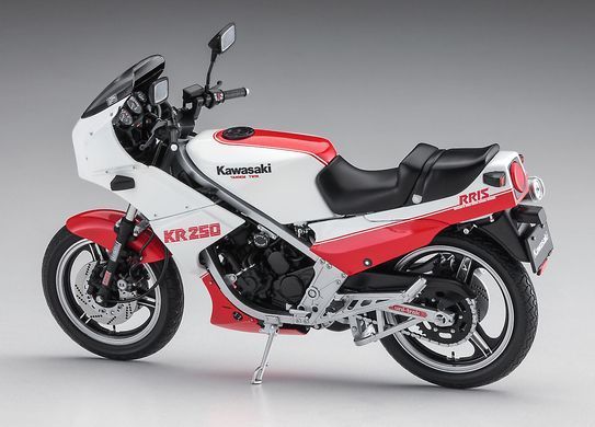 Сборная модель 1:12 мотоцикла Kawasaki KR250 "White/Red Color" (1984) Hasegawa 21745