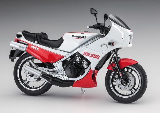 Сборная модель 1:12 мотоцикла Kawasaki KR250 "White/Red Color" (1984) Hasegawa 21745