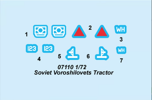 Assembled model 1/72 Soviet Voroshilovets Tractor Trumpeter tracked tractor