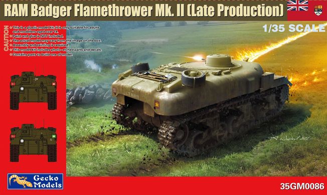 Збірна модель 1/35 танк вогнемет Canadian Badger Flamethrower Ram Mk. II Gecko Models 35GM0086