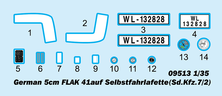 Збірна модель автомобіль 1/35 German 5cm FLAK 41auf Selbstfahrlafette (Sd.Kfz.7/2) Trumpeter 09513