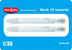 Комплект пластиковой модели американского торпедного корабля Mark 18 в разобранном виде.¶Масштаб модели – 1/35¶¶В набор входят два комплекта моделей э