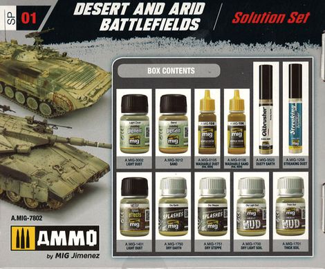 Набор для везеринга пустынь и засушливых полей сражений Desert and Arid Battlefields Solution Ammo Mig