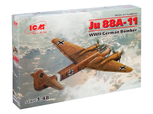 Збірна модель 1/48 літак Ju 88A-11, Німецький бомбардувальник 2 Світової Війни ICM 48235