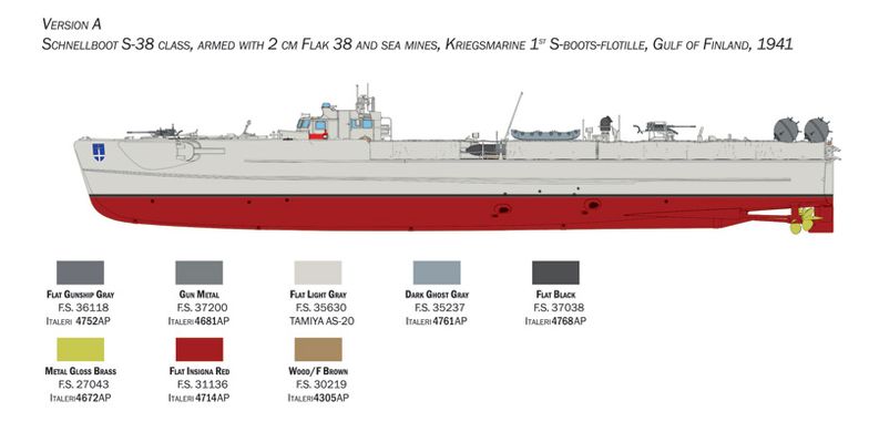 Сборная модель 1/35 корабль Schnellboot S-26/S-38 Italeri 5625