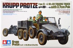 Збірна модель 1/35 автомобіля Krupp Protze 1 ton (6x4) Kfz.69 Towing Truck with 3.7cm Tamiya 35259