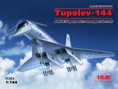 Prefab model 1/144 Tupolev-144 aircraft, Soviet supersonic aircraft ICM 14401