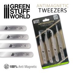 Set of 4 Green Stuff World 1156 Anti-Magnetic Quartz Precision Tweezers