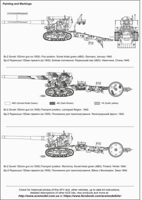 Збірна модель 1/72 гармата великої потужності калібру 152,4 мм Бр-2 1935 ACE 72560