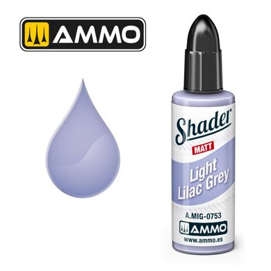 Акрилова матова фарба для нанесення тіней Світло-лілово-сірий Light Lilac Grey Matt Shader Ammo Mig 0753