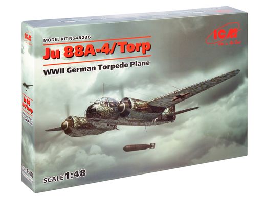 Збірна модель 1/48 літак Ju 88A-4 Torp/A-17, Німецький торпедоносець 2 Світової Війни ICM 48236