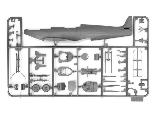 Assembled model 1/48 Spitfire LF.IXE aircraft with Soviet pilots and technicians ICM 48802