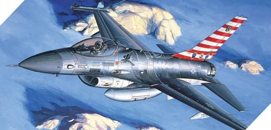 Assembled model 1/48 F-16A/C Academy 12259 fighter