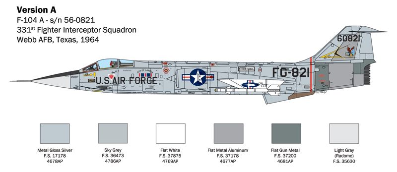 Збірна модель 1/32 літак F-104 A/C Starfighter Italeri 2515