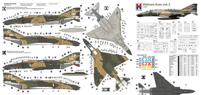 Assembled model 1/72 aircraft F-4D Phantom II - Vietnam Aces vol.2 Hobby 2000 72028