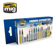 Набор акриловых красок цвета современных боеприпасов Acrylic Sets - MODERN AMMUNITION SET Ammo Mig 7129