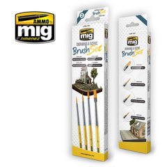 A set of brushes for dioramas (Dioramas and Scenic Brush Set Ammo Mig 7601