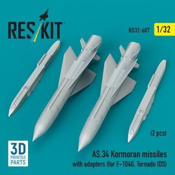 Масштабна модель 1:32 ракети AS.34 Kormoran з адаптерами (2 шт.) (для F-104G, Tornado IDS) Reskit RS32-0607