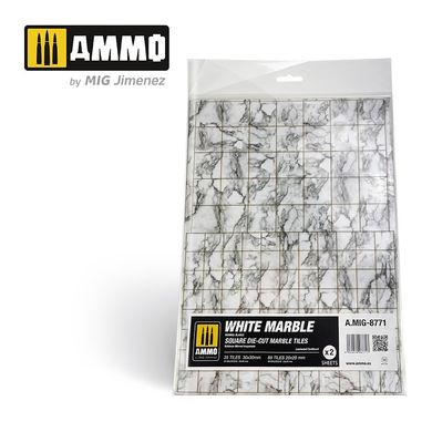 White marble. Square cut marble tiles - 2 pcs. White Marble. Square Die-cut Marble Tiles -