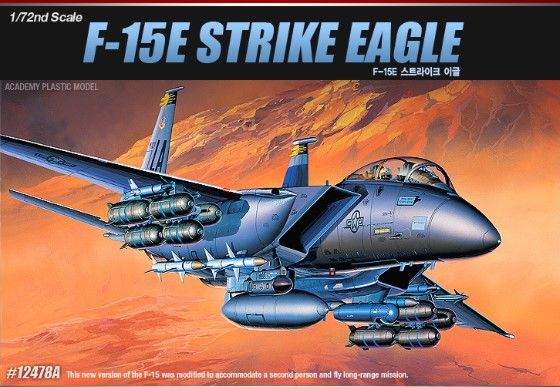 Assembled model 1/72 aircraft USAF F-15E Academy 12478