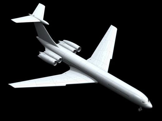 Prefab model 1/144 plane Ilyushin-62M, Soviet passenger plane ICM 14405