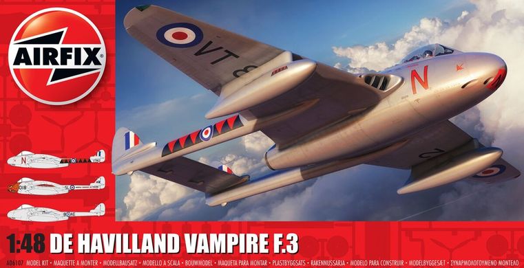 Prefab model 1/48 aircraft De Havilland Vampire F.3 Airfix A06107
