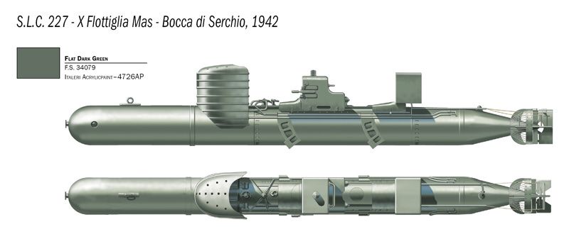 Збірна модель 1/35 торпеда S.L.C. MAIALE with crew Italeri 5621