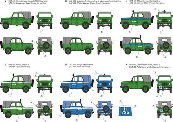 Декали 1:72 для UAZ 469 w Polsce Toro Model 72D48