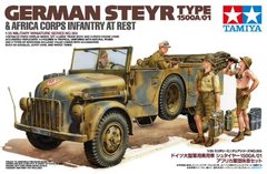 Збірна модель автомобіля German Steyr Type 1500A / 01 & Africa Coprs Infantry at rest Tamiya 35305 1