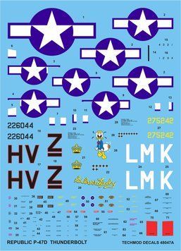 Декалі 1:48 для Republic P-47D Thunderbolt Techmod 48047