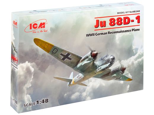 Сборная модель 1/48 самолет Ju 88D-1, Немецкий самолет-разведчик 2 Мировой войны ICM 48240